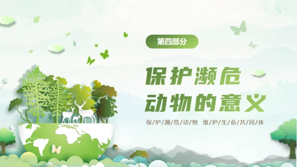 保护濒危动物，拯救美好生命通用PPT模板