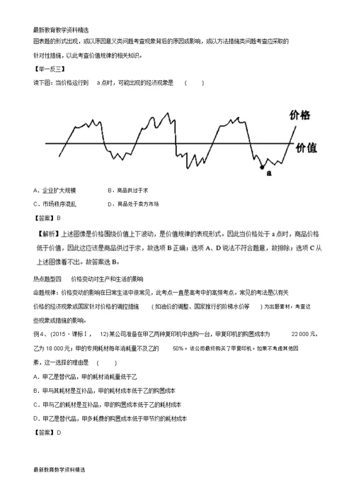 2020年高考政治热点题型和提分秘籍专题02多变的价格含解析