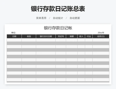 银行存款日记账总表