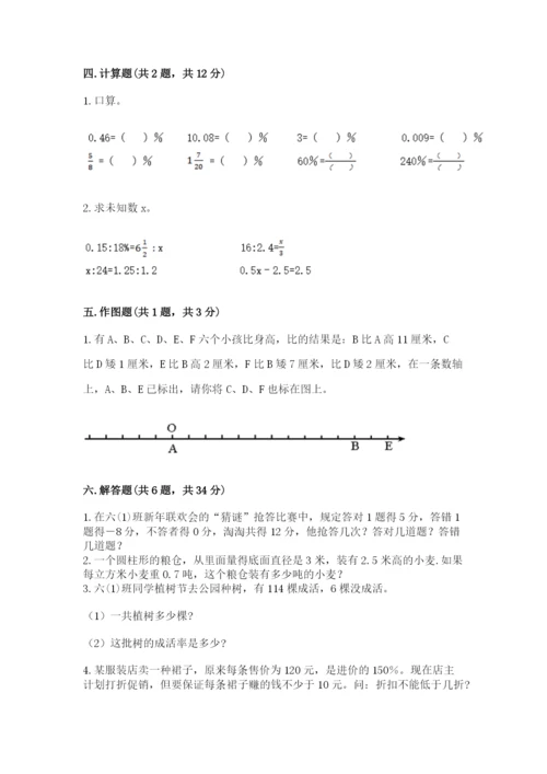 宿豫县六年级下册数学期末测试卷（基础题）.docx