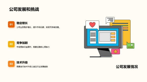橙色插画人力资源行政年终总结PPT模板