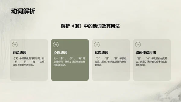 绿色复古风《氓》文言文词句解析PPT模板