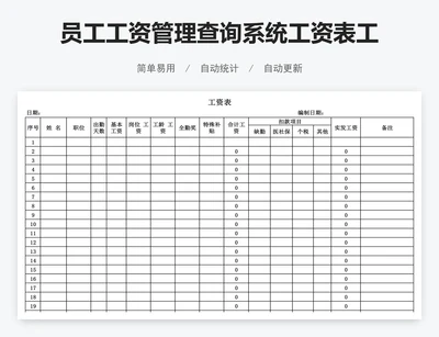 员工工资管理查询系统工资表工资条