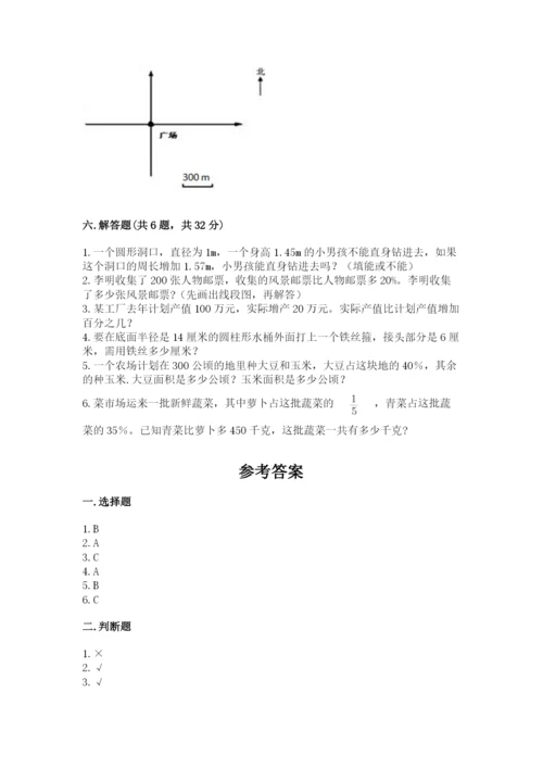 人教版六年级上册数学期末测试卷含完整答案【精品】.docx