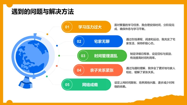 橙色卡通风暑假生活成长记录PPT模板