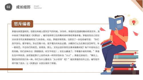 茅盾文学小说作家名人人物介绍PPT模板