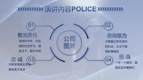 蓝色大气公安警察工作总结计划PPT