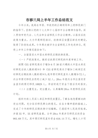 市移民局上半年工作总结范文.docx