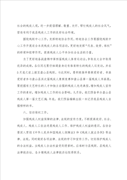 县残联协会工作计划