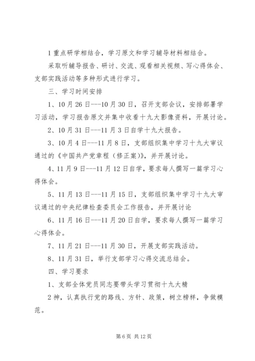 党支部学习十九大工作计划.docx