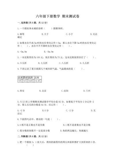 六年级下册数学 期末测试卷（满分必刷）.docx