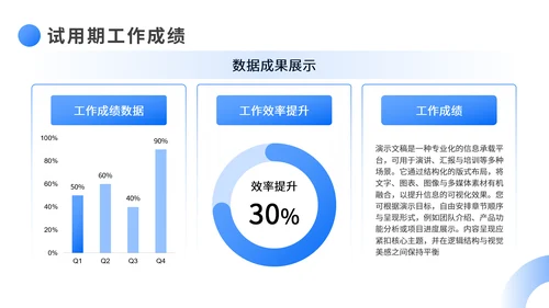 蓝色简约风转正述职报告PPT模板