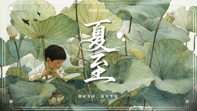 绿色国风夏至教学课件ppt模板