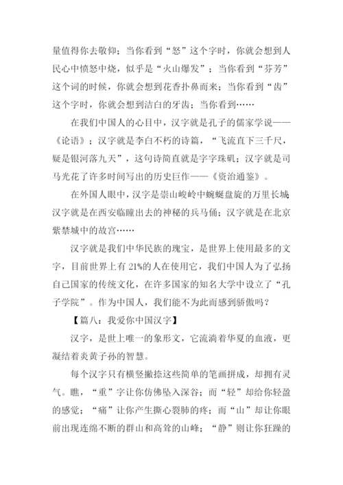 我爱你中国汉字作文.docx