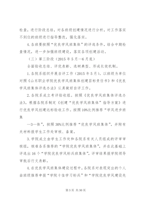 山东职业学院优良学风班集体创建活动实施方案.docx