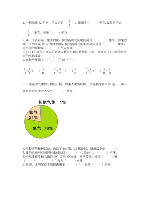 人教版六年级上册数学期末测试卷及完整答案（精品）.docx