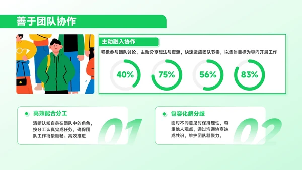 绿色插画风学生会招新进行时PPT模板