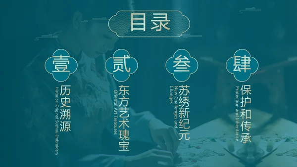 非遗文化江南苏绣PPT模板下载