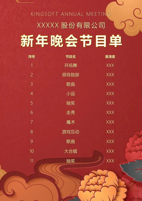节目单春节新年晚会表演节目列表