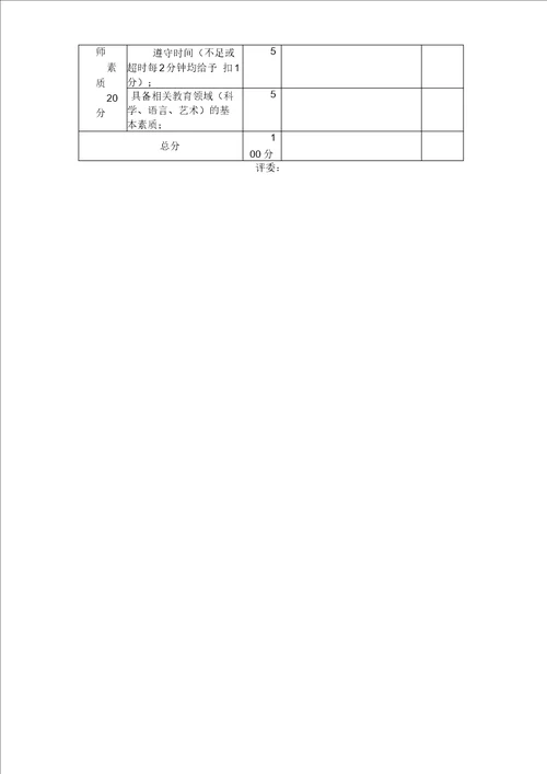 中心幼儿园教师演课评分表