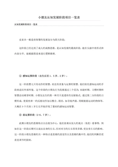 儿童认知发展阶段项目一览表.docx