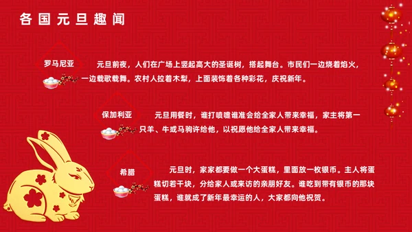庆元旦迎新年福兔贺岁春节活动通用PPT模板