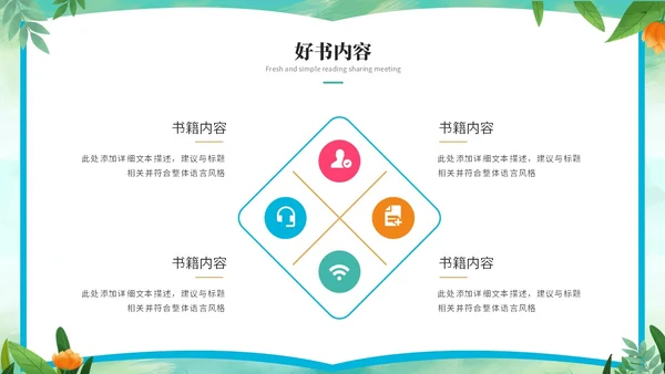 小清新小学生卡通儿童读书分享会阅读分享会读书心得ppt模板小学生读书分享会阅读