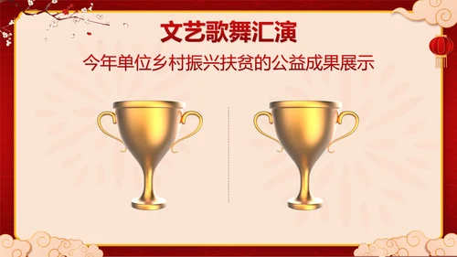 红色中国风兔子新春茶话会带内容PPT模板