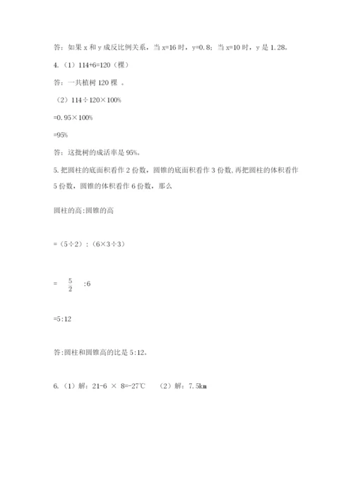 四平市梨树县六年级下册数学期末测试卷带答案.docx