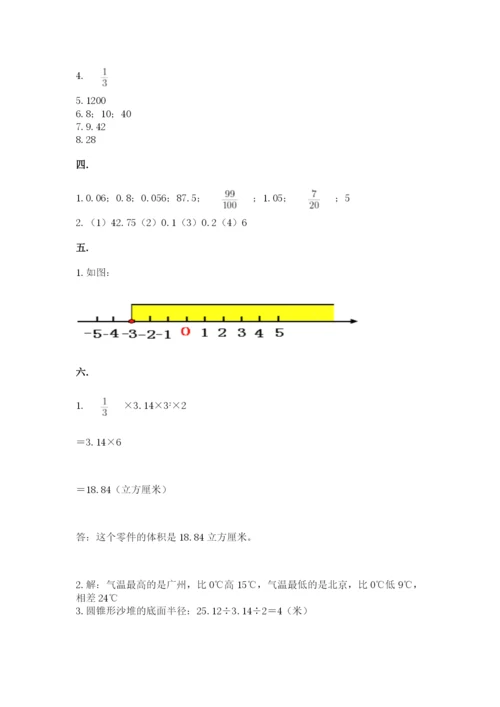 小学六年级下册数学摸底考试题（典优）.docx