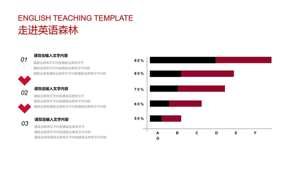 红色微立体英语教学PPT模板