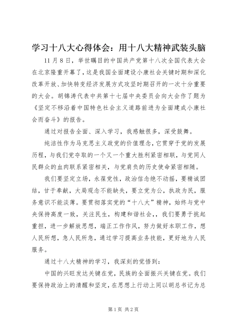 学习十八大心得体会：用十八大精神武装头脑.docx