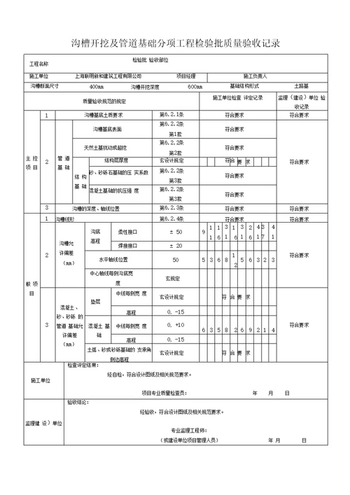 PE管及双壁波纹管施工分部、分项、检验批质量验收表格