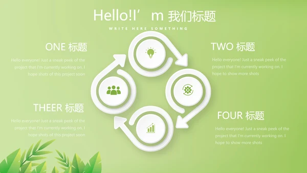 绿色简约时尚室内装饰设计展示PPT动态模板