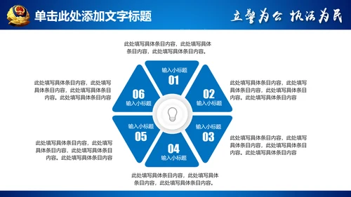 蓝色公安局警察交警队特警派出所民警PPT