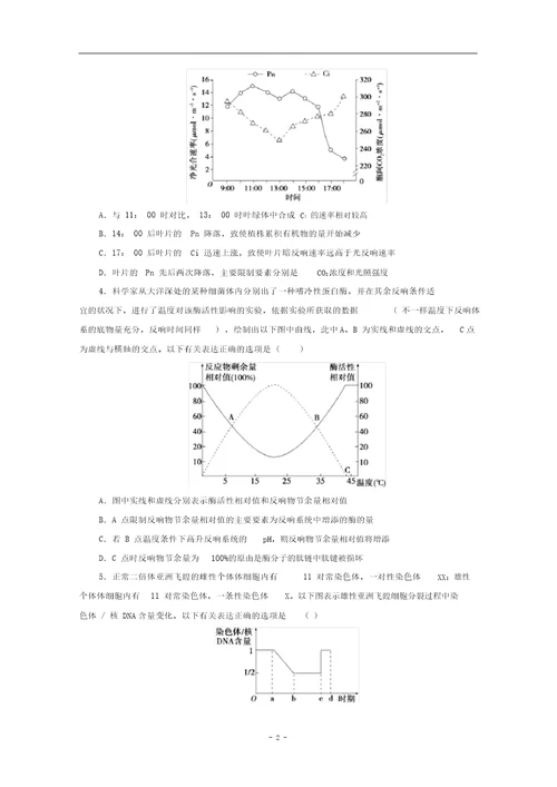 新高考生物三轮复习题型专项练一坐标曲线类含解析