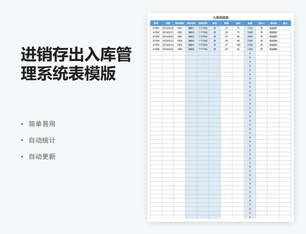 进销存出入库管理系统表模版