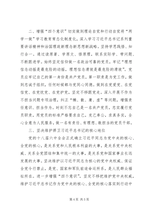 增强四个意识、维护核心地位党课心得体会 (2).docx