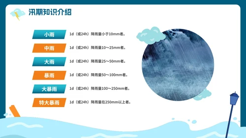 手绘卡通暴雨防汛知识科普安全教育PPT模板