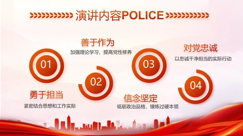 红色大气人民公安警察工作总结PPT