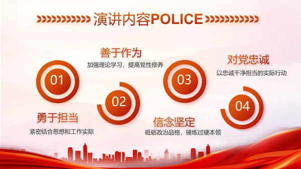 红色大气人民公安警察工作总结PPT