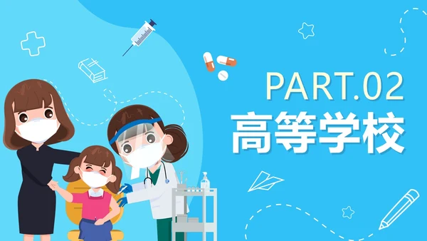 蓝色卡通手绘新学期校园防控指南PPT模板