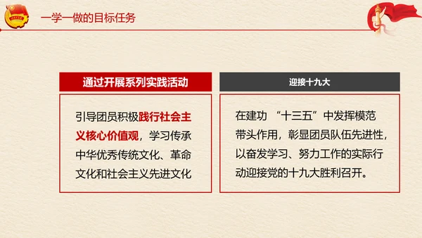 中国共青团一学一做学习解读ppt模板