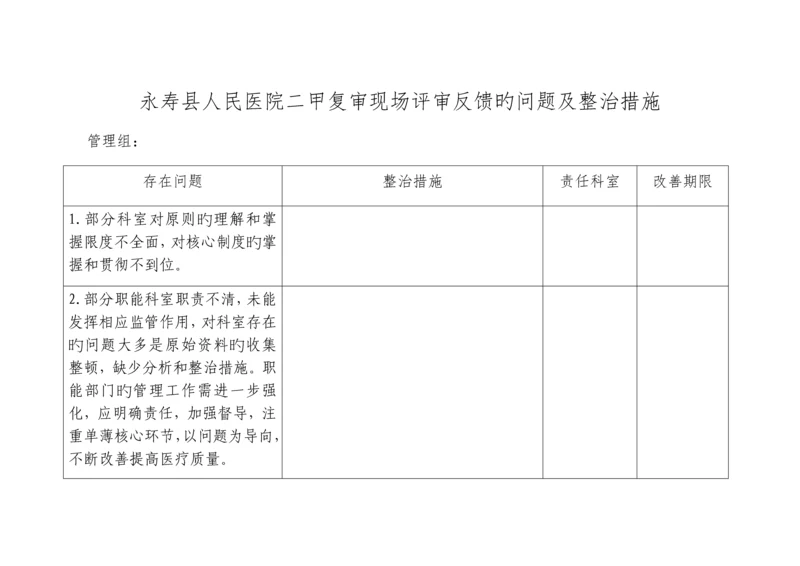 二甲评审反馈问题整改专题方案.docx