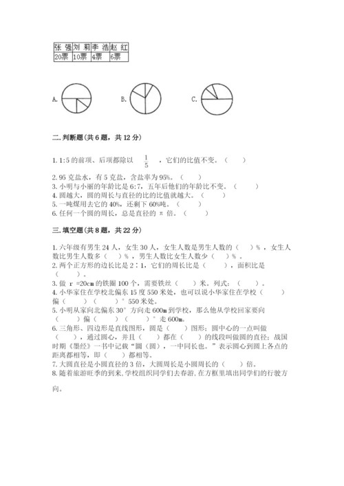 小学数学六年级上册期末测试卷带答案（研优卷）.docx