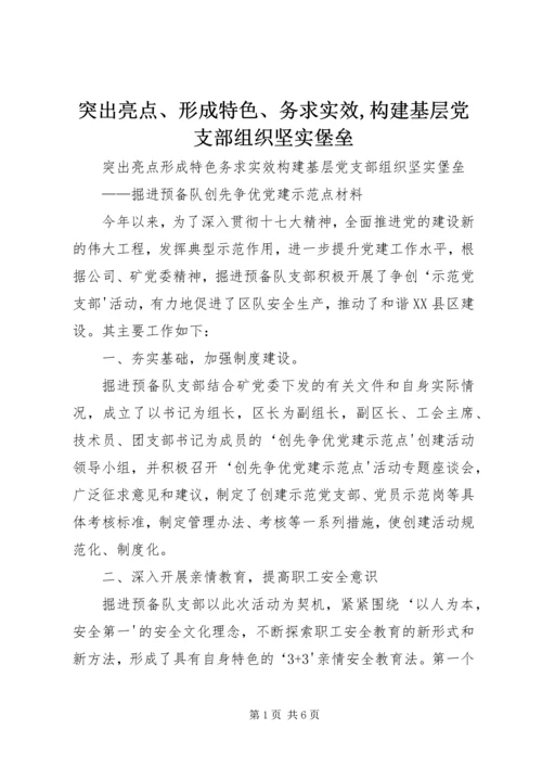 突出亮点、形成特色、务求实效,构建基层党支部组织坚实堡垒.docx