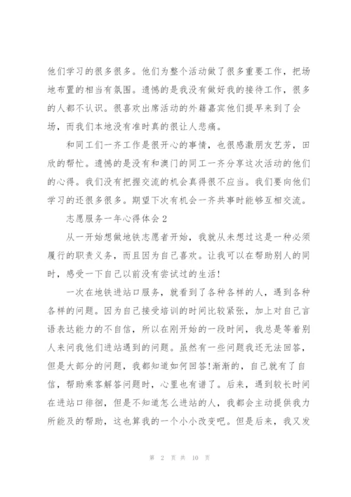 志愿服务一年心得体会5篇.docx