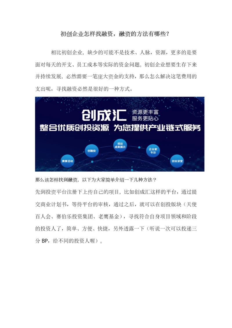初创企业怎样找融资融资的方法有哪些.docx