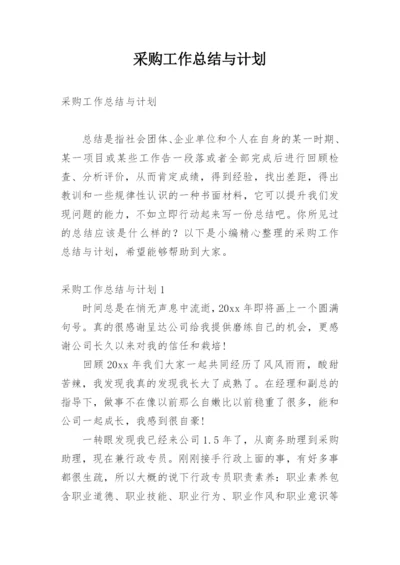 采购工作总结与计划.docx