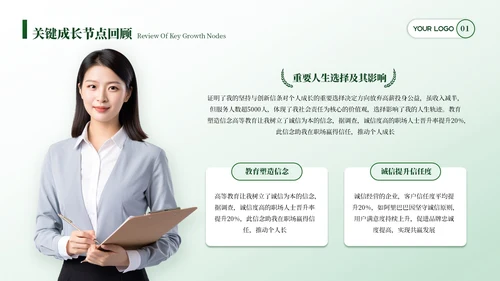 绿色简约风个人介绍PPT模板
